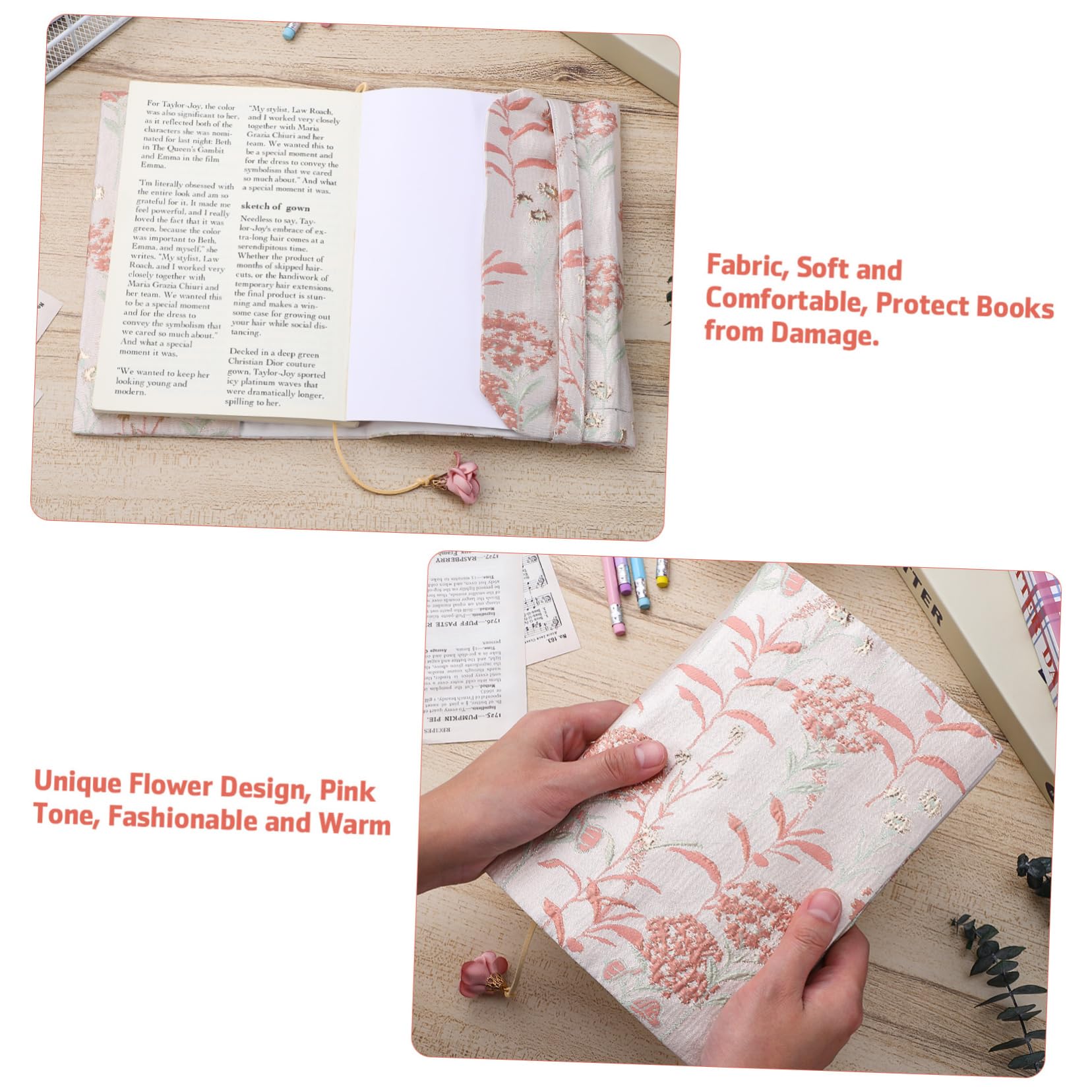 LALAFINA 3pezzi Copertina Protettiva Per Libri Tessuto Elegante Con Segnalibro Pratico Copertina Decorativa Per Amanti Dei Libri Protezione e Comfort Al Tatto