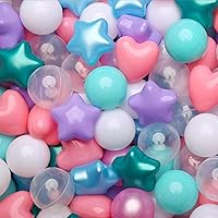 Vista 17 de Bolas de hoyo de TRENDPLAY en forma de estrella y corazón para niños pequeños - 50, 100, 200, 500 piezas de bolas de plástico para diversión y juego