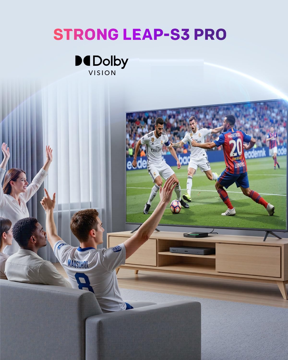 STRONG Leap-S3 Pro Box Streaming Google TV 4K UHD avec Port Ethernet, Android 12, 4GB RAM + 32GB Stockage, Wi-FI 6, Chromecast Intégré, Assistant Google Vocal, Dolby Audio & Dolby Vision