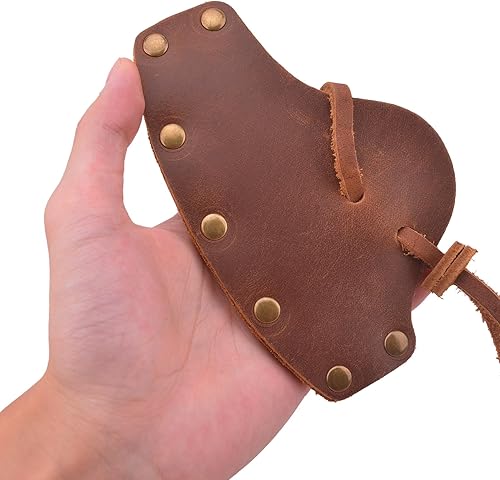 Miniatura 8 de Funda de cuero duradera para hacha, cubierta de cabeza de hacha, protector de hoja de hacha, herramienta de camping