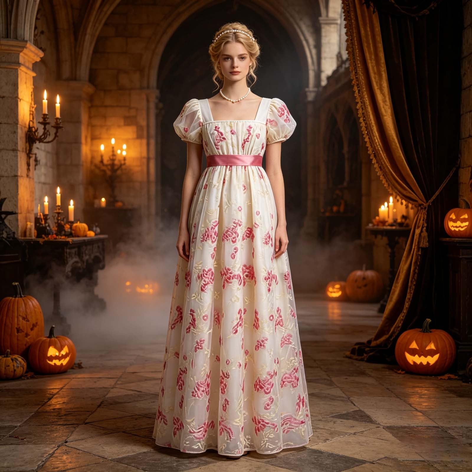 Abito Elegante con Maniche a Sbuffo e Colletto – Abito Lungo in Stile Cortile per Cosplay Eventi