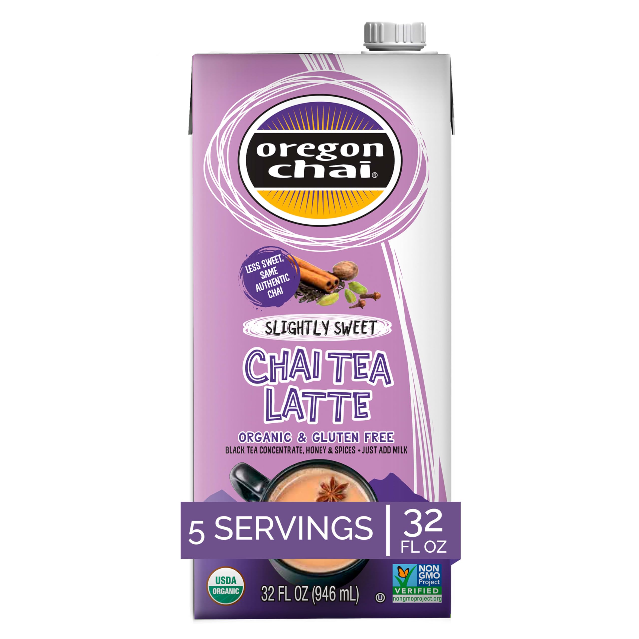 Oregon Chai Slightly Sweet Chai Concentrate, 32 fl oz