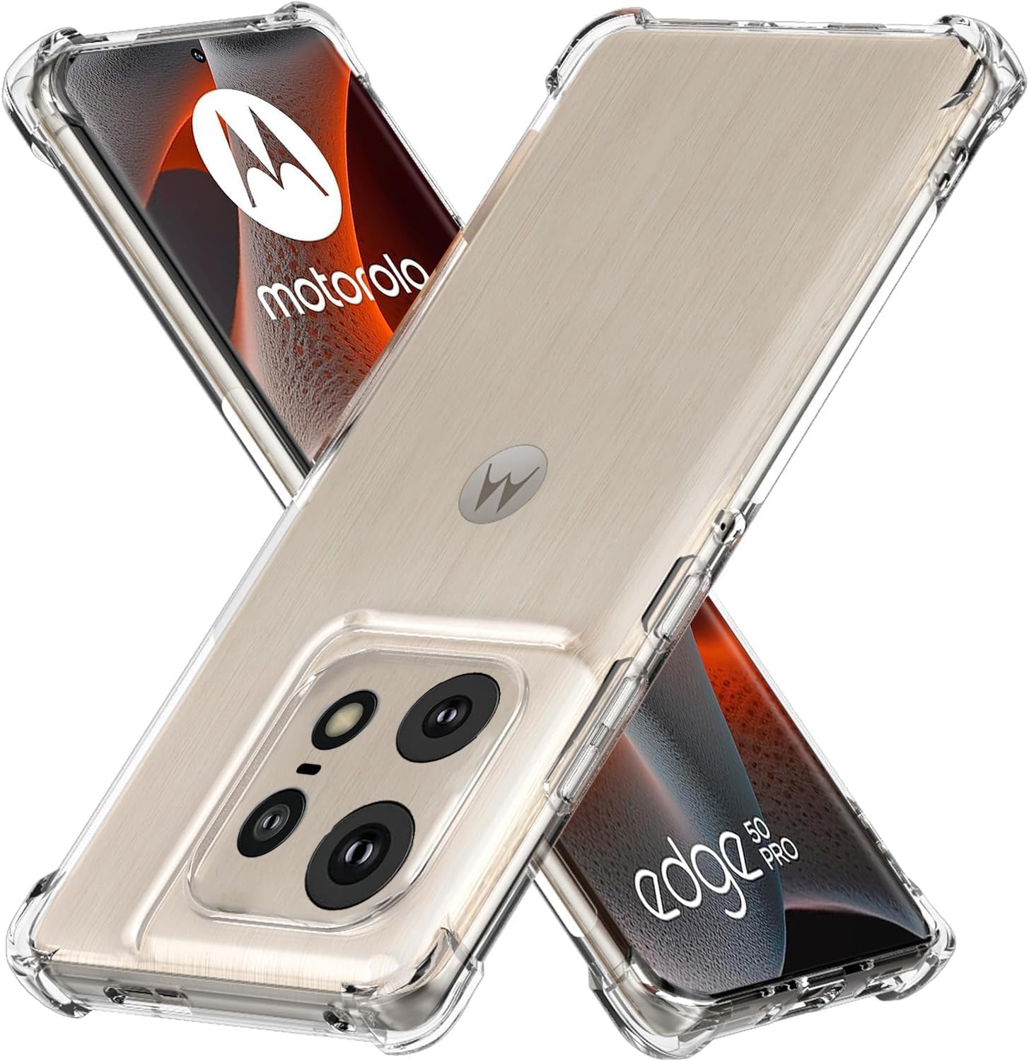 Clear Case for Motorola Edge 50Pro 5G, Anti-Yellowing, Reinforced Corners, Shock-Absorption Flexible Clear TPU Rubber Protective Cell Phone Cover