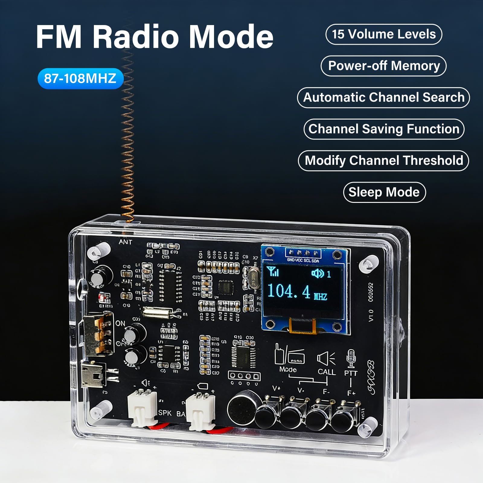Aideepen 2 Set Kit Elettronico, Kit di Saldatura Walkie-Talkie Radio FM 2 in 1, Radio Digitale Fai da Te con Display OLED 87-108 MHz Kit di Pratica di Saldatura per Apprendimento e Insegnamento