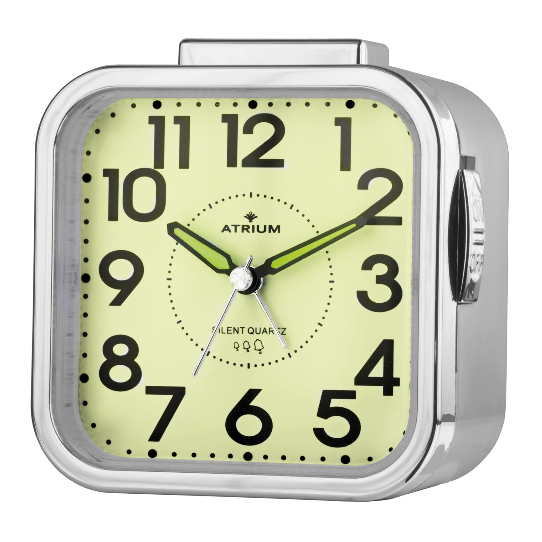 Atrium Silver A530-18 Senior Alarm Clock Extra Clear With Luminous Dial Analogue Quartz No Ticking Large Numbers Extra Loud Bell Signal