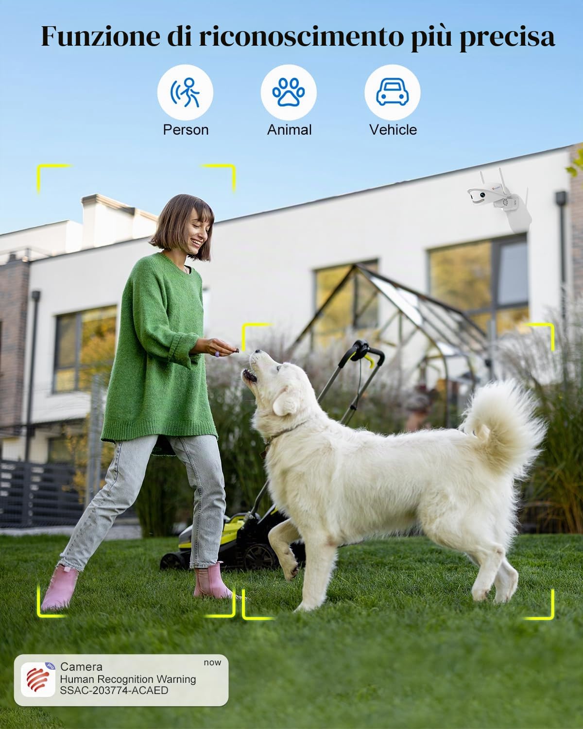 Ctronics 2.5K 4MP Telecamera WiFi Esterno con Angolo Ultra-ampio di 180°, Doppio Obiettivo Videocamera Sorveglianza Wi-Fi 2.4/5 GHz, Rilevamento di Persone/Veicoli/Animale, Visione Notturna a Colori | Angolo Ultra-ampio di 180°, Wi-Fi 2.4/5 GHz, Rilevamen