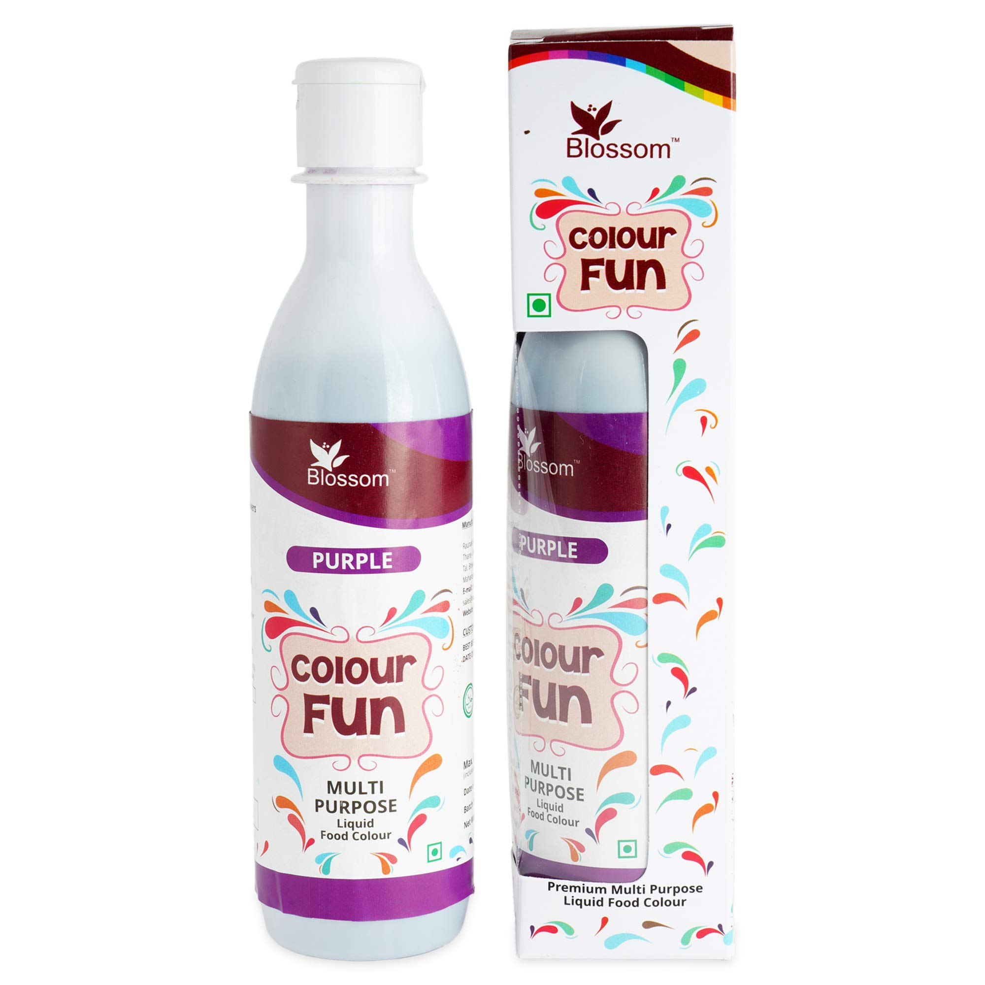 BLOSSOM Multipurpose Liquid Food Colour Fun- Purple Color for Cakes Chocolates Icing Whip Cream Piñata Sweets Pastries Fondants Gumpaste flowers (for All food products)- 300g (B09DVDPT6X) Amazon Price History, Amazon Price Tracker