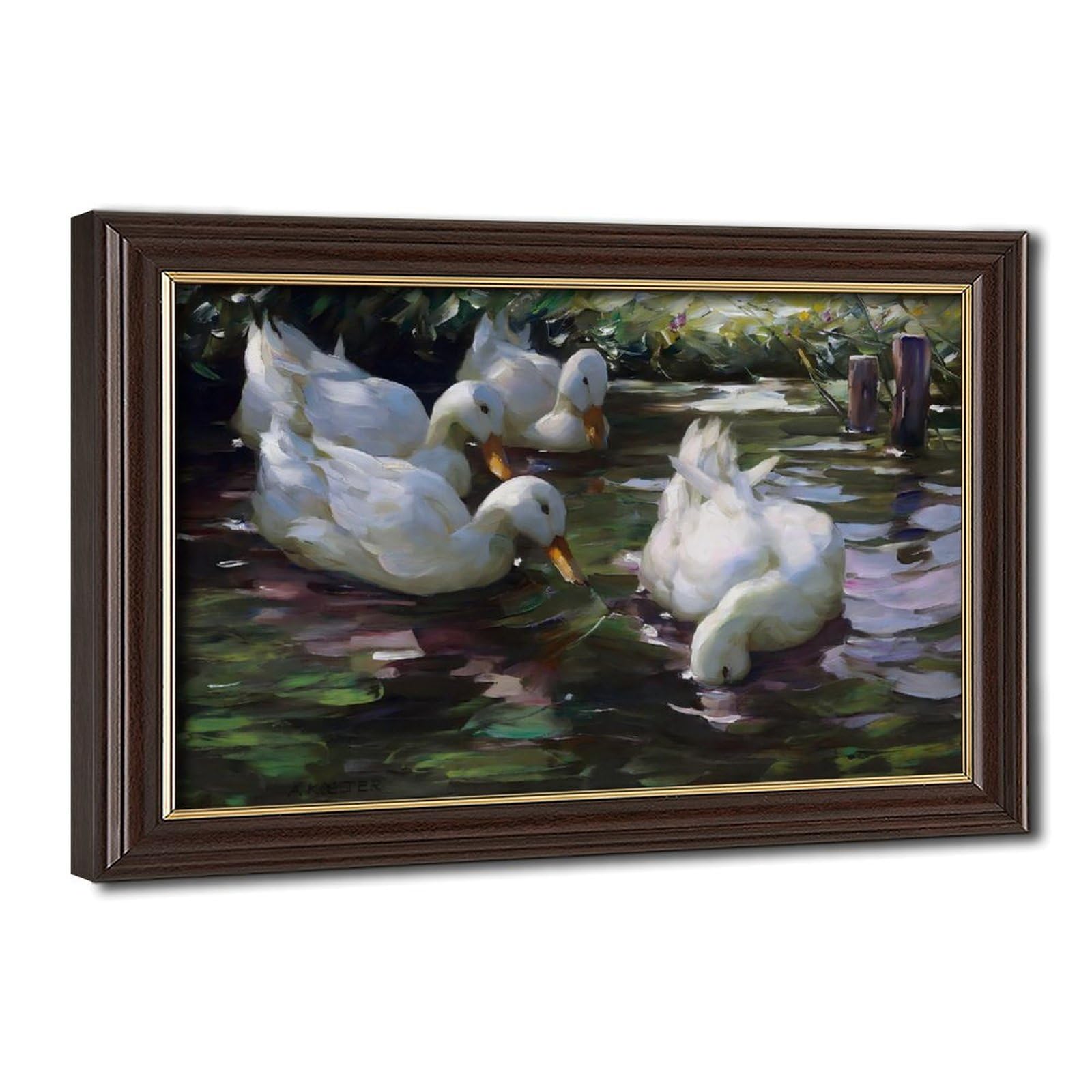WCYB Four Ducks on The Pond by Alexander Max Koester Art Print Posters Prints Canvas Deco Paintings Wall Art Hangable Frame 20" L X 30" W