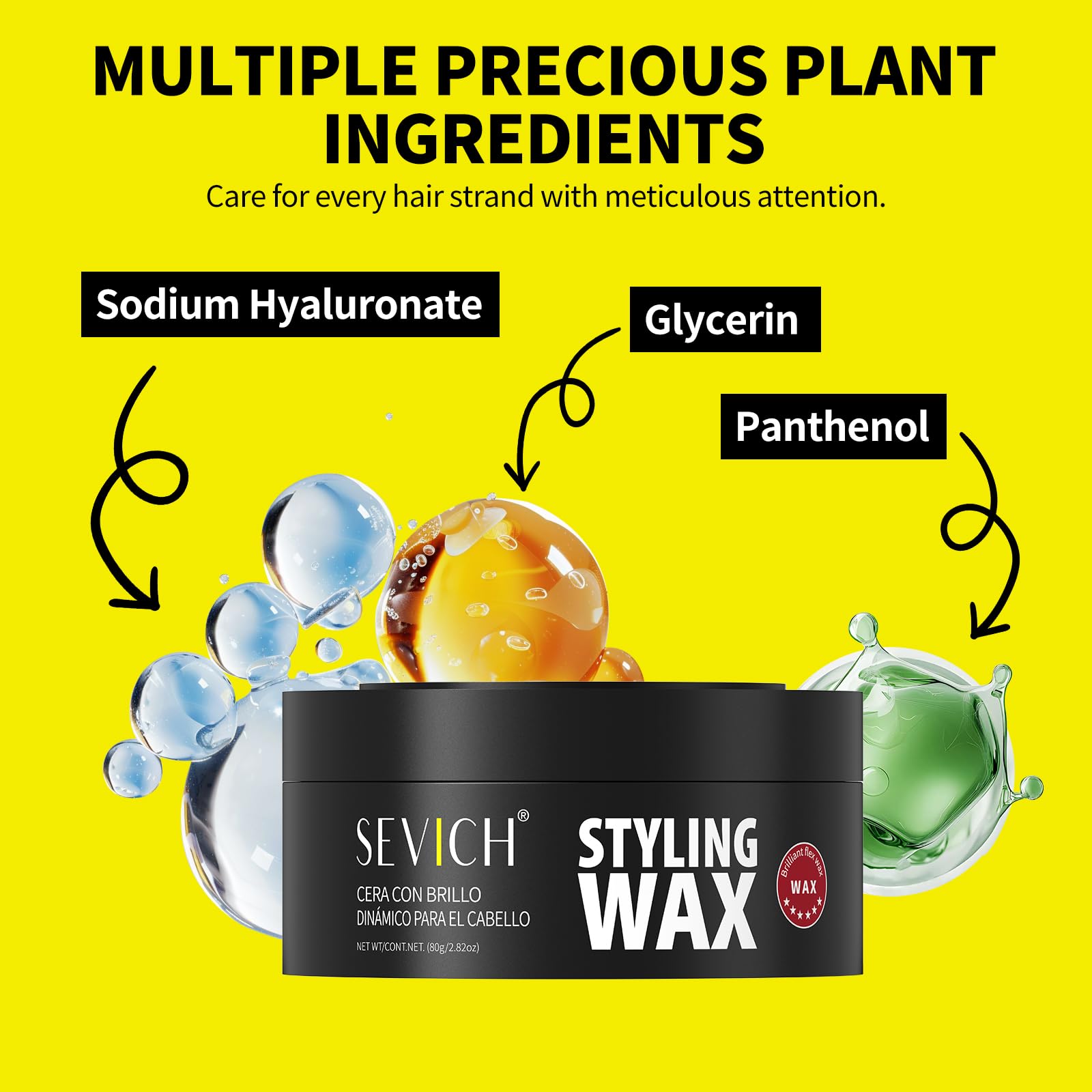 SEVICH Men’s Hair Styling Wax - Strong Hold Matte Finish Gel, Natural Plant Essence Formula, All Hair Types, Easy Wash Out, 2.82 oz - Image 2