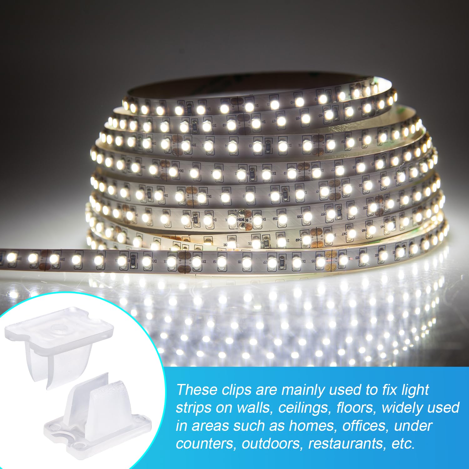 Gosknor 30pcs Led Light Clips, Led Strip Light Clips Led Strip Light Holder Mounting Clips Indoor Light Clips Neon Mounting Clips Fixing Clamps Holder with Screws for 5-6mm/0.2-0.24inch LED Lights — Amazon image 5