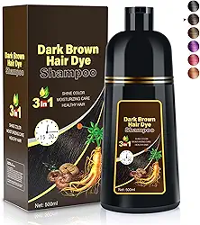 Cosmpro Shampoo 3 em 1 castanho escuro natural para tintura de cabelo, 500 ml, cobertura semi-permanente para cabelos grisalhos, unissex, ingredientes naturais,