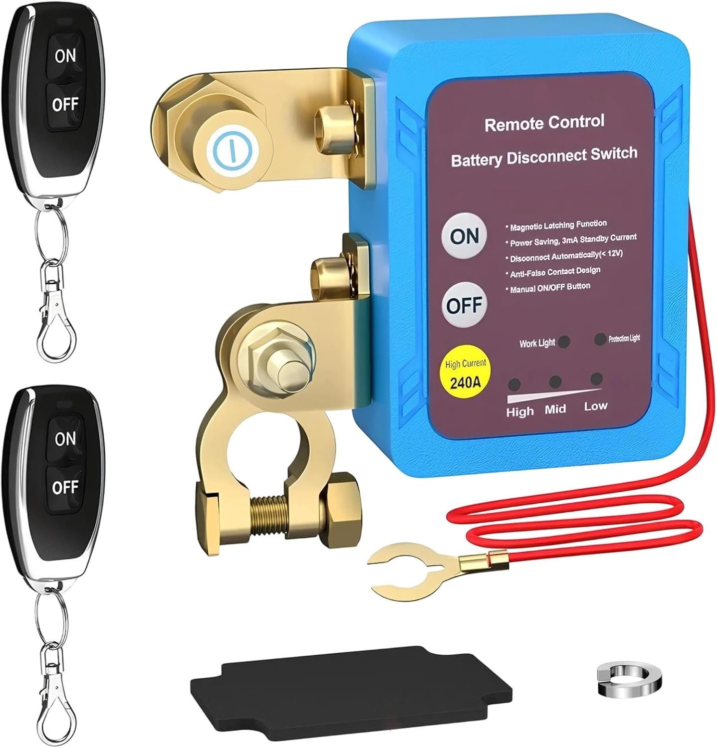 Anti-Theft Remote Control Battery Disconnect, 240A Max 12V Auto On/Off Power Cutoff Switch, Duty Isolator