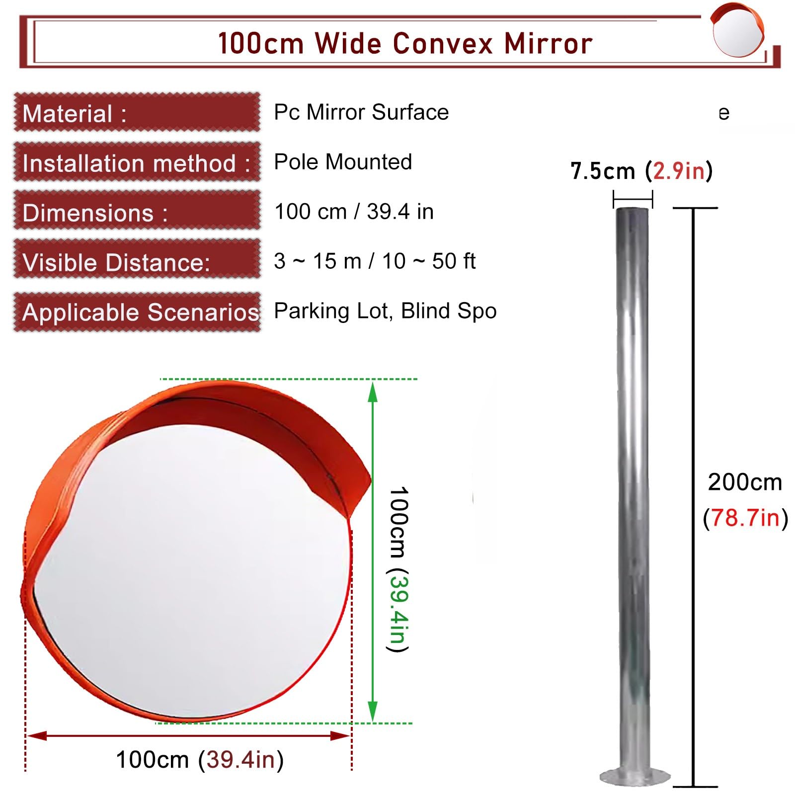 Amazon.com: HDYZJQ Road Corner Mirror with Pole Mounted, 45 60 75