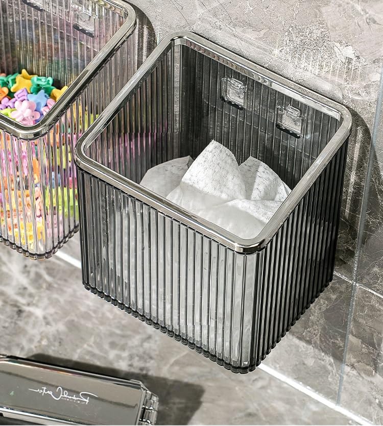 Estantes flotantes | Organizador flotante que ahorra espacio para cocina, baño y oficina | Estantes de almacenamiento de plástico para maquillaje y decoración del hogar (transparente y 7
