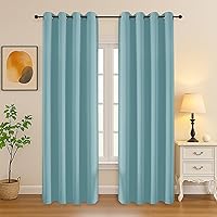 Vista 359 de Simplebrand Juego de 2 paneles de cenefa aguamarina para ventana de cocina de 14 pulgadas de largo, cortinas de oscurecimiento de habitación