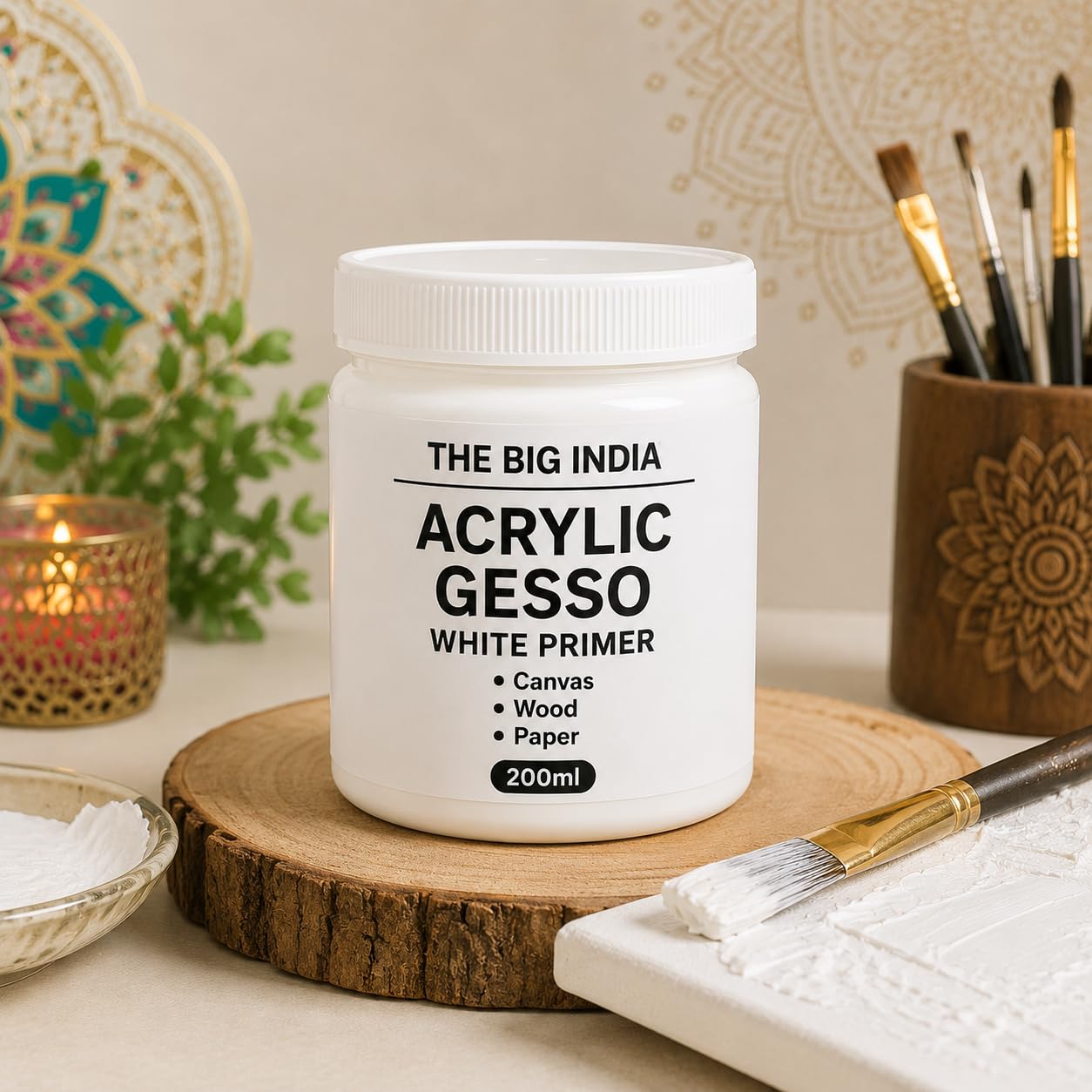Acrylic Gesso White Primer | Art & Craft Surface Sealer for Canvas, Wood, Paper, MDF & More | Smooth Matte Finish | 200ml (Pure for Sure)