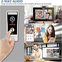 Vista 3 de Wired Video Doorbell Apartment Intercom System,10 Inch Full Touch Monitor,1080P Doorbell Camera,TUYA WiFi Smart Home Video Intercom Door Phone Kits