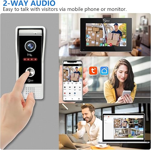 Miniatura 3 de TUYA - Timbre de video con cable, sistema de intercomunicación de apartamento, monitor táctil completo de 10 pulgadas, cámara de timbre de puerta