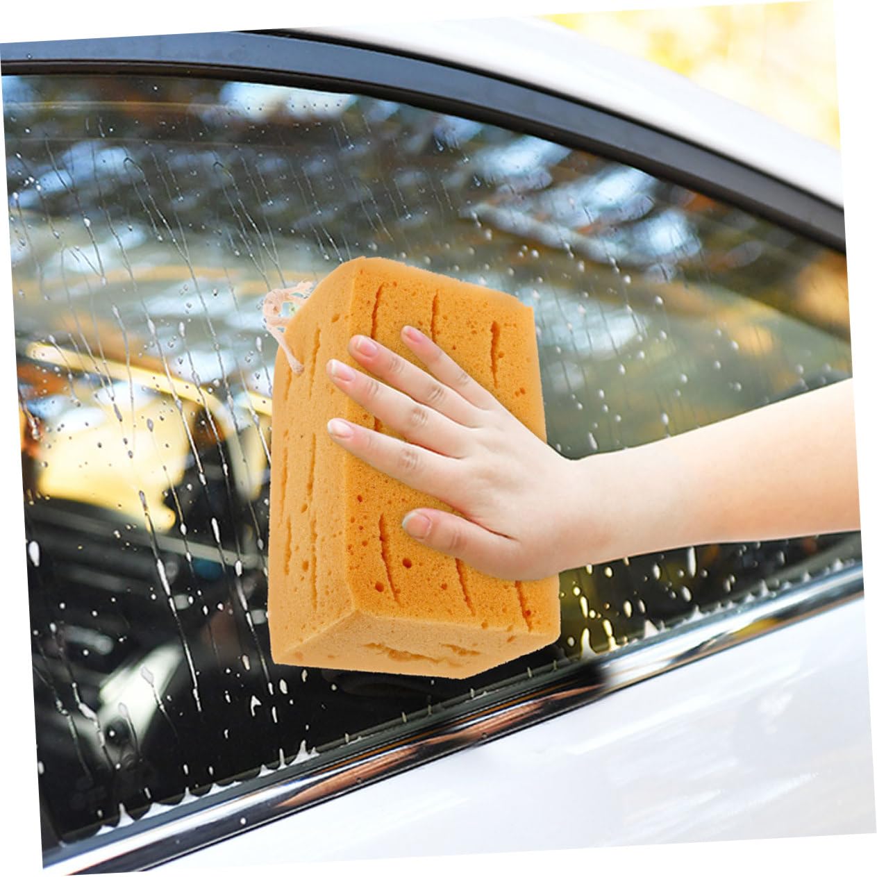 Gatuida Éponge Lavable pour Voiture Grande Éponge Absorbante de Nettoyage Auto Outil de Lavage avec Cordelette de Suspension