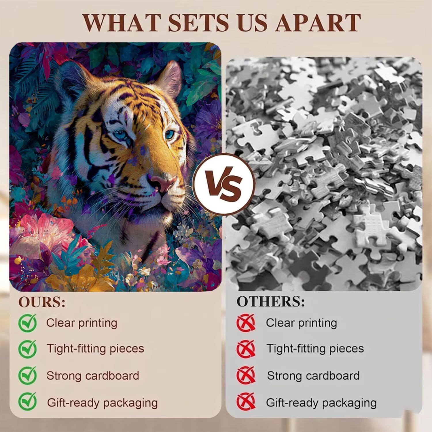 Puzzle 2000 Pezzi Classici, Puzzle tigre foresta-2 99 x 70 cm, Gioco Educativo e Antistress in Legno con Poster Incluso, Ttività DIY per Famiglia, Regalo per Appassionati, Decor Parete Casa, f0-620