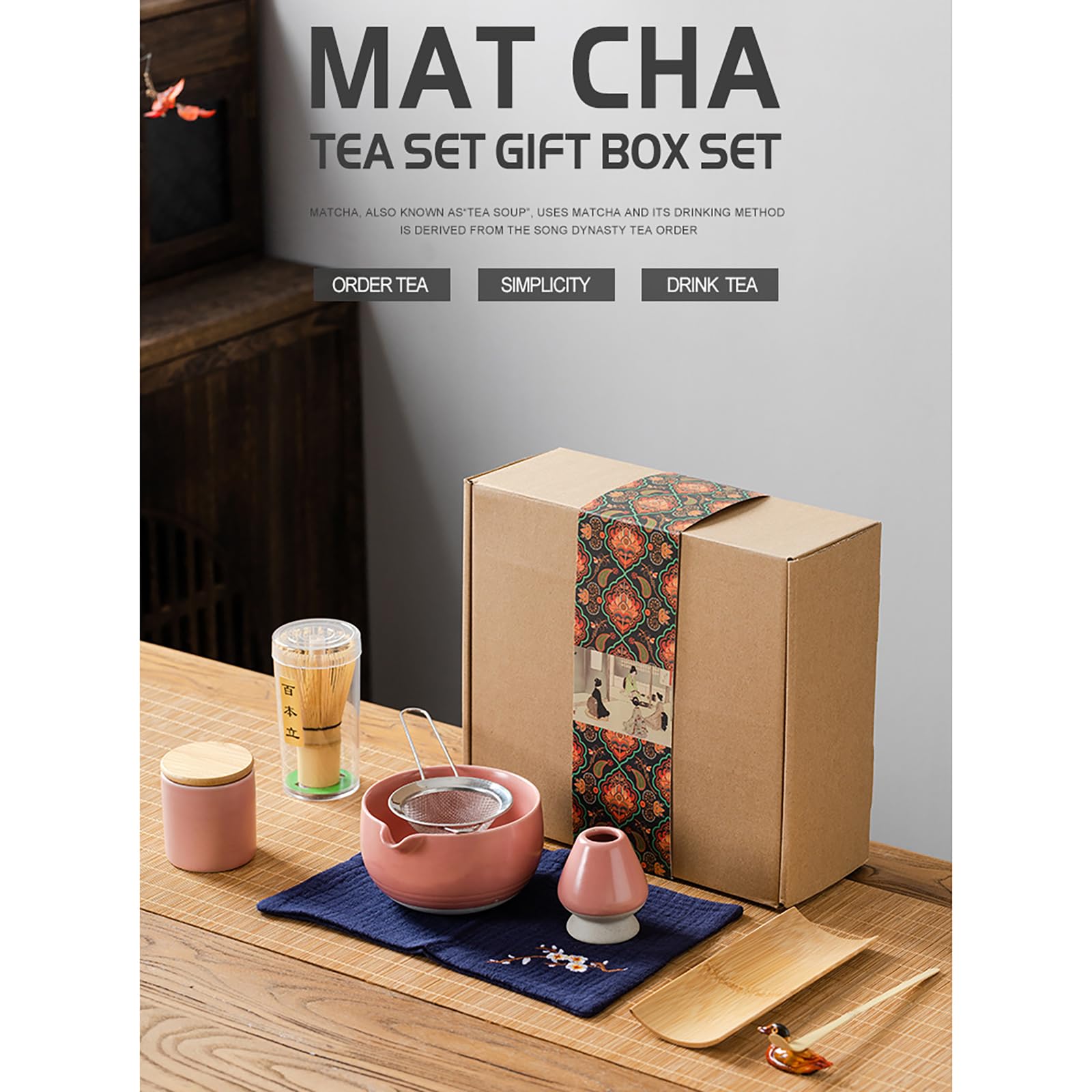 Matcha-Set, Keramik, Zeremonie mit Schüssel, Teller, Löffel, Küchenutensilien, Servieren für Ausrüstung, 9 Stück