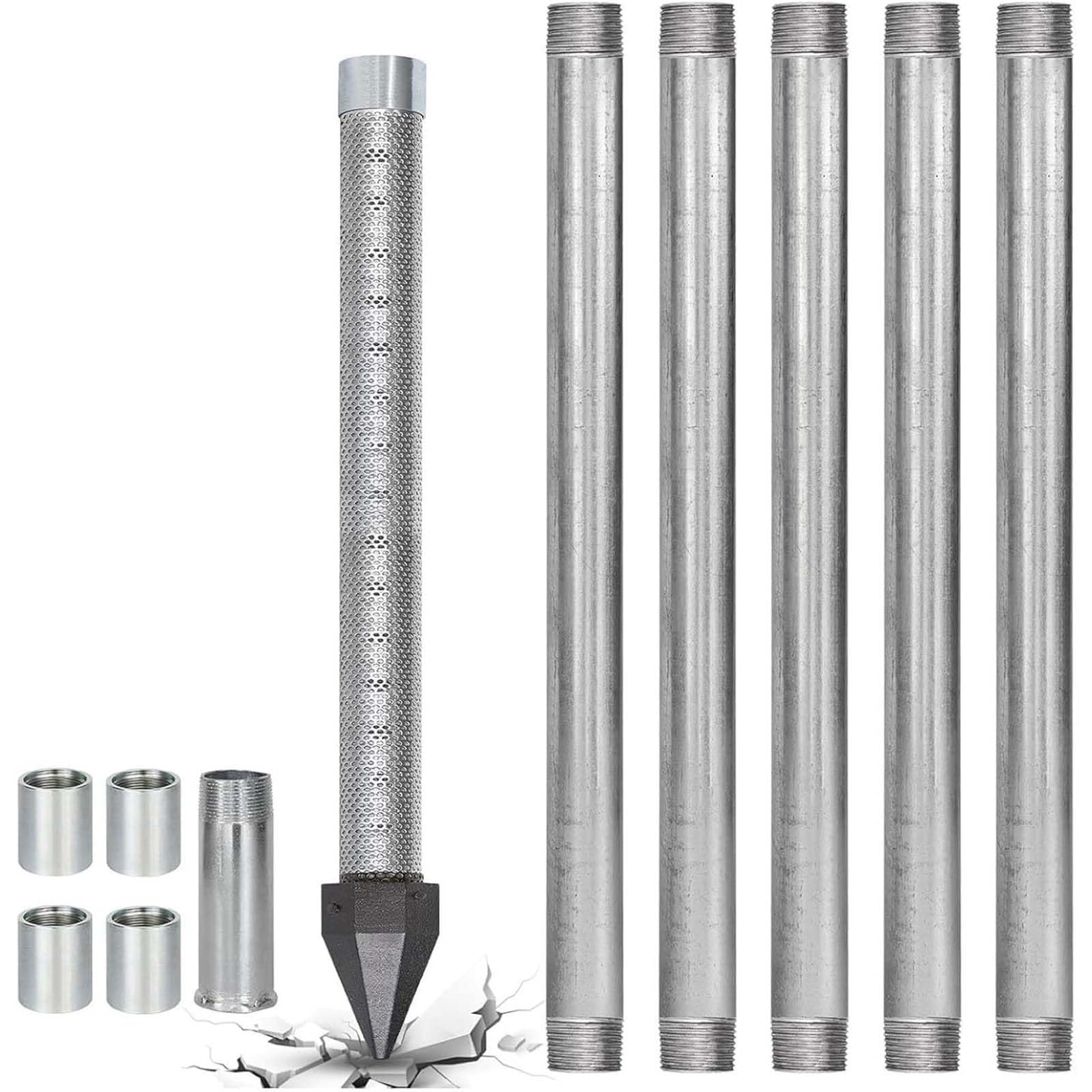 Sandpoint Well kit,1-1/4 Stainless Steel Drive Point Well Kit, Heavy Duty Shallow Well Drilling Kit for Drive Sand Point Well&Soft Soil Well,36 Inch Length Pipe with 60 Gauze Mesh Screen(5+1kit)