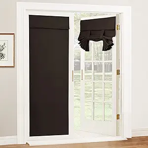 RYB HOME Tricia Door Curtain - Blackout Curtain Room Darkening Privacy Tie up Window Drape for Patio/Sidelight Glass Door Blind, W 26 x L 69, 1 Pc, Brown