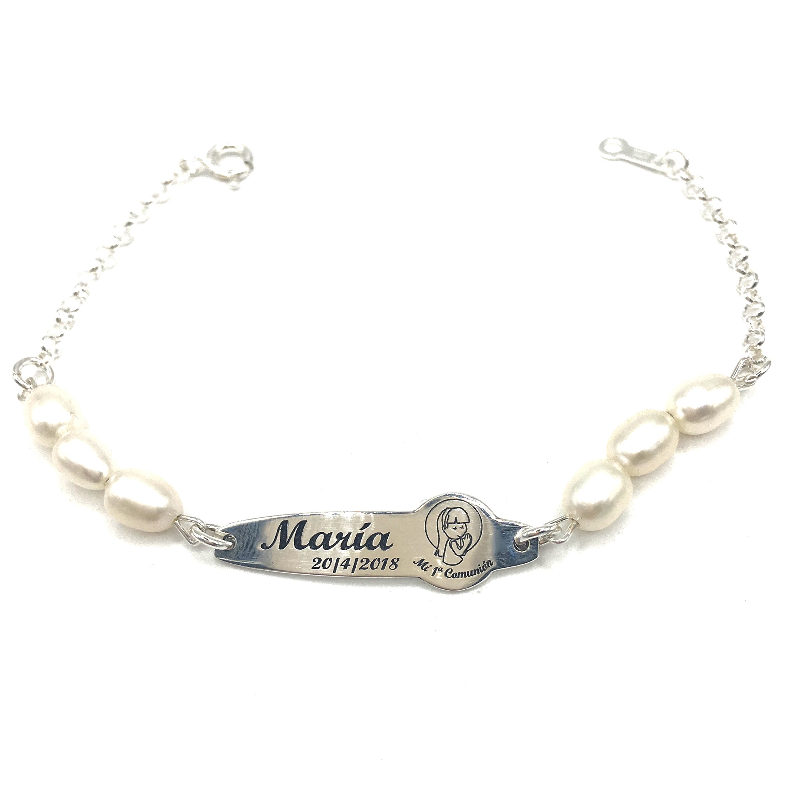 MASBARATAESCLAVA DE COMUNION Personalizada DE Perlas Y Plata DE Ley,925/1000 - MASBARATA.ES