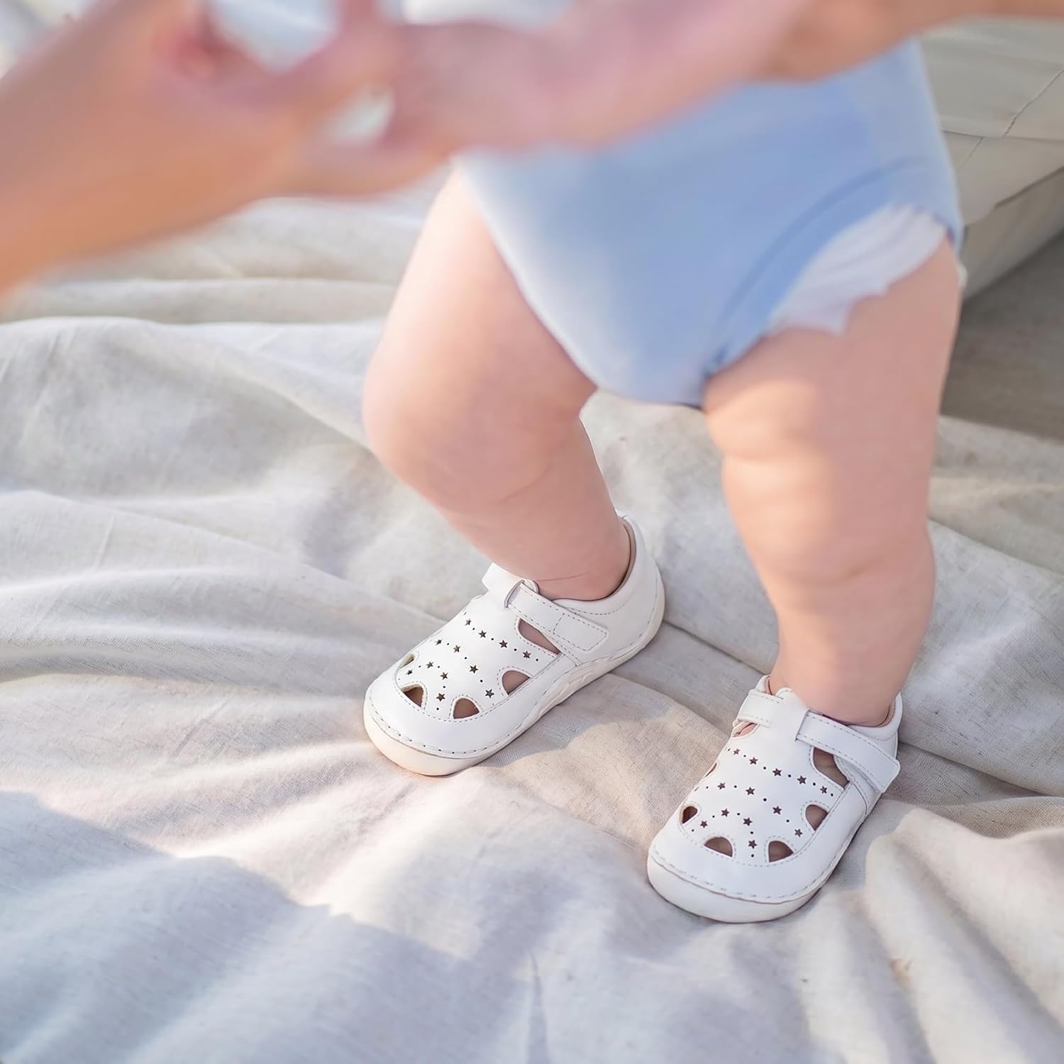 THEE BRON Baby Boys Girls Mary Jane Flats Non-Slip Soft Sole Newborn Crib Shoes