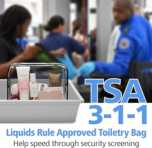 Miniatura 3 de PACKISM Bolsas de maquillaje transparentes, paquete de 4 bolsas de viaje de tamaño de cuarto de galón, bolsas de viaje transparentes aprobadas por