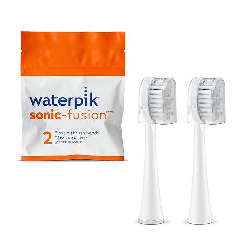 Waterpik Cabezales de cepillo de repuesto de tamaño completo con fundas para cepillo de dientes Sonic-Fusion SFFB-2EW 2 unidades color blanco