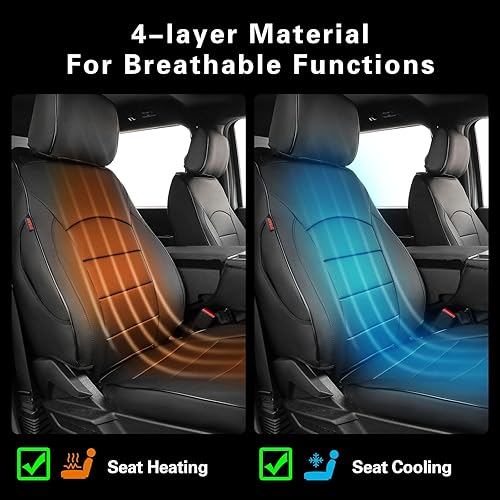 Vista 7 de EKR Juego completo de fundas de asiento F150 para Ford F150 XL/XLT 2015-2020 y (CrewCab) 2017-2022 F250/F350/F450 SuperDuty XL/XLT (Negro)