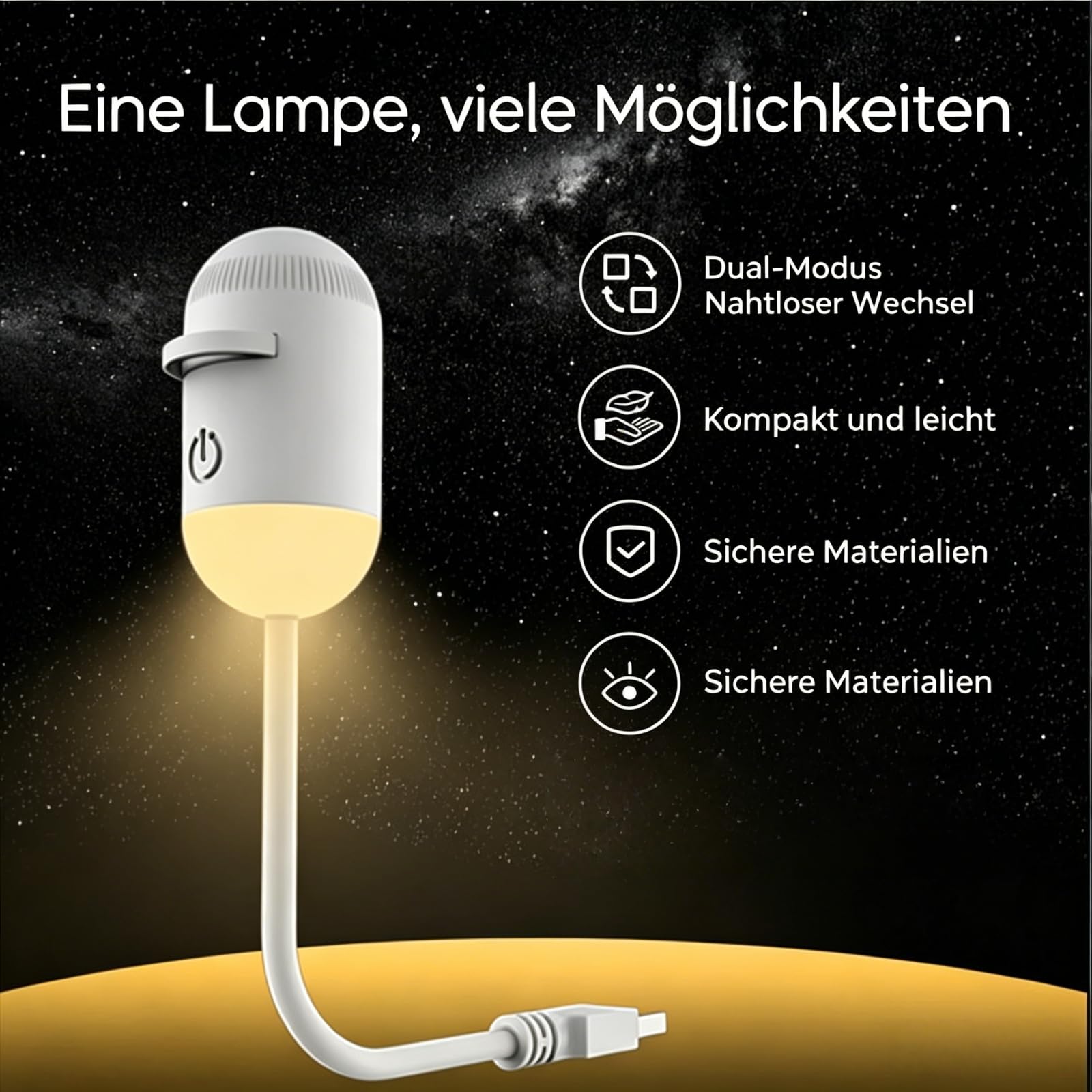 Comauo Nachtlicht Projektor 2-in-1 Sternenhimmel-Projektor, augenfreundliches Mini-Stilllicht zur Einschlafhilfe, USB-betrieben, dimmbar (24 Projektionsfolien)