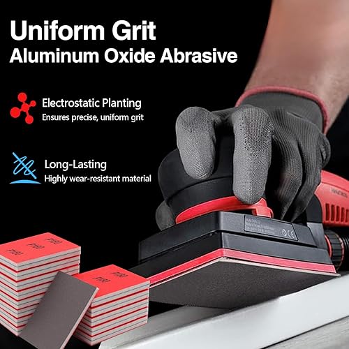 Miniatura 5 de Juego de 30 esponjas de lija de grano 180-3000 de 3 x 4 pulgadas, papel de lija húmedoseco, bloques de lija lavables y reutilizables. Adecuado para