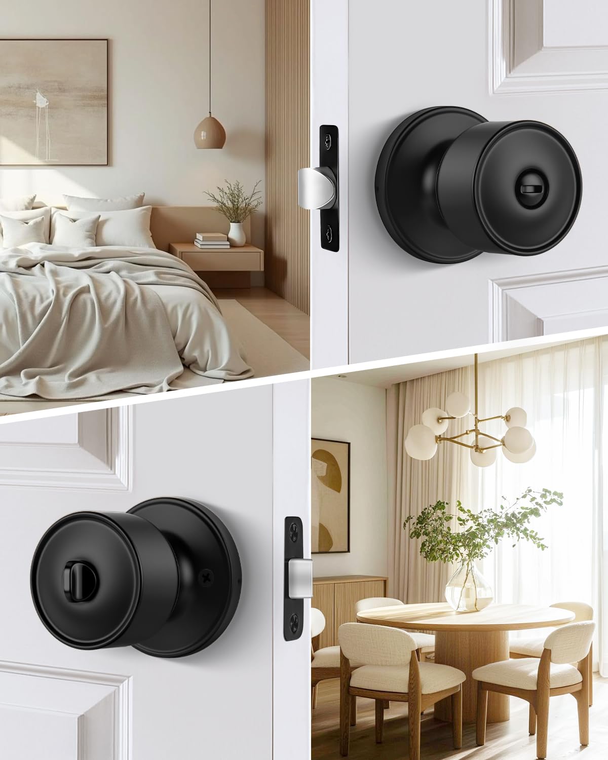 Goldenwarm Matte Black Privacy Door Knobs (10 Pack) -4