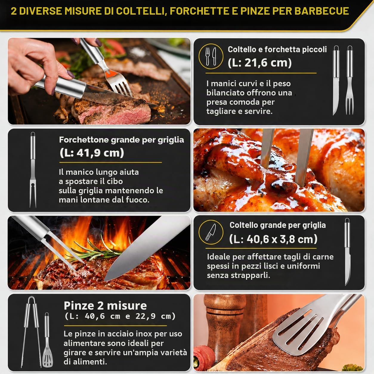 Taimasi, Set di 34 accessori per barbecue in acciaio inossidabile, con borsa per il trasporto, termometro, tappetini per barbecue da campeggio o cortile, set di strumenti per uomini e donne