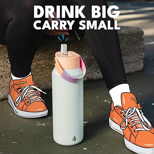 Miniatura 43 de Elemental Botella de agua aislada de 40 onzas con pajilla, botellas de agua con núcleo de acero inoxidable 100% a prueba de fugas para viajes,