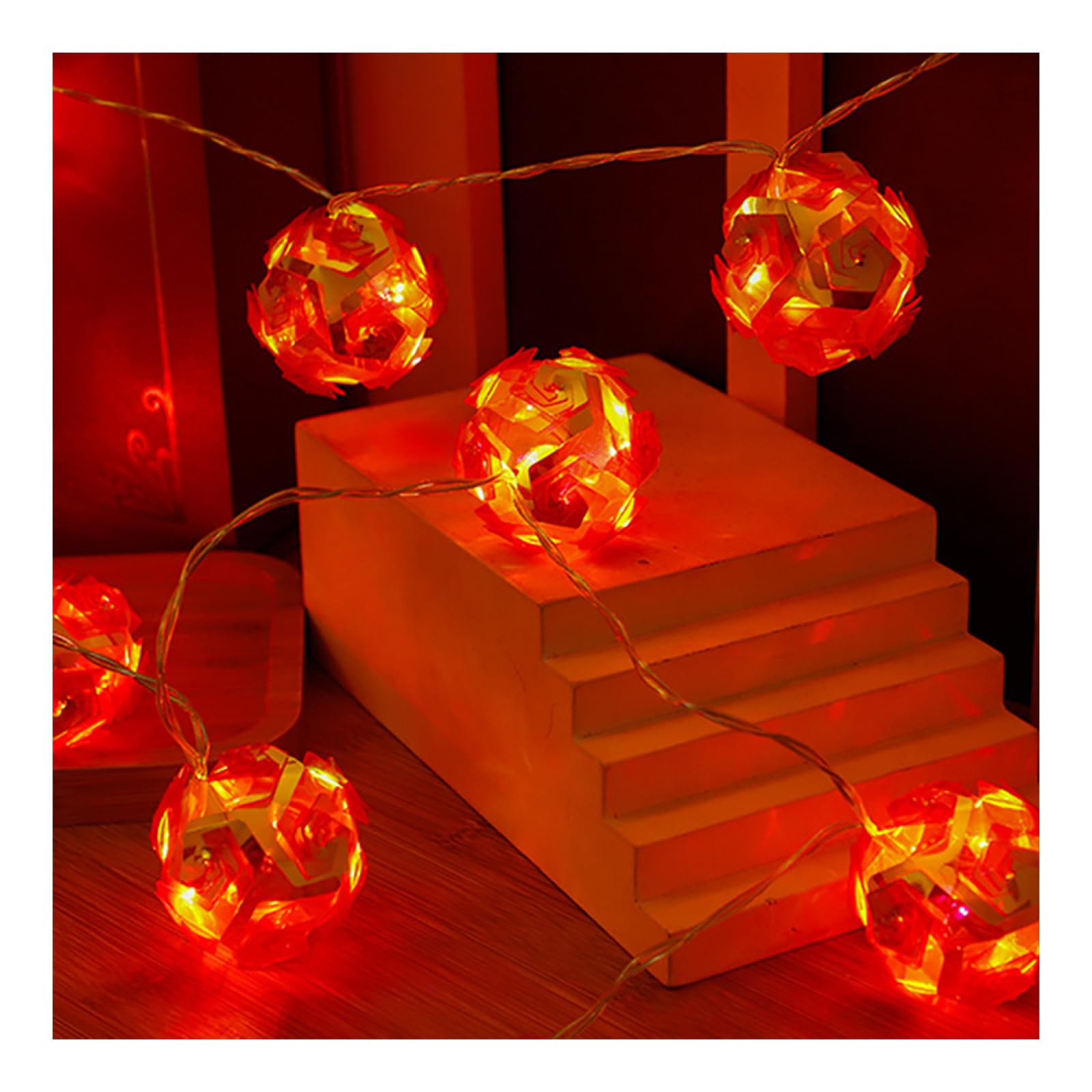 CAKERS LED Roses Globe String Lights|Creative Decor Silver Wire Fairy String Light|Ambient Light for Party Christmas Bedroom Patio,Red,3m(9.8ft)-20LED-USB