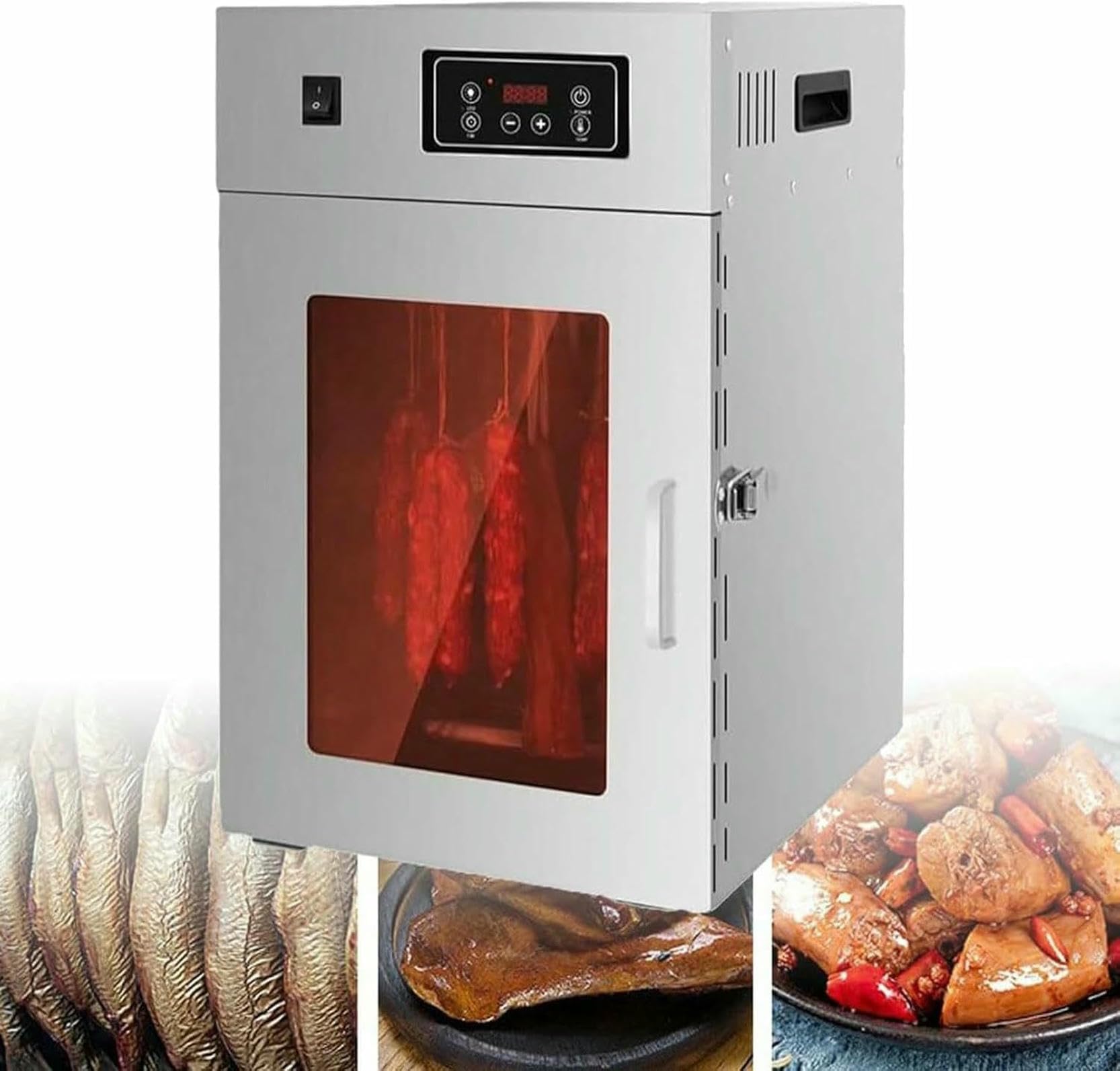 Deidratatore Alimentare in Acciaio Inossidabile, Decoratore di Carne Rotatoria con Termostato Regolabile da 30 A 90 C 24 Ore, Cena Alimentare