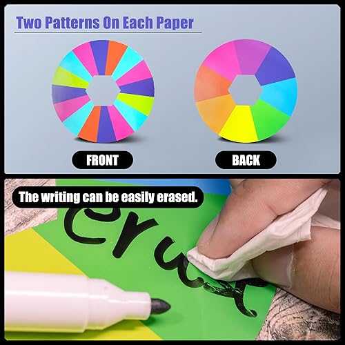Miniatura 5 de Novelty Place Rueda giratoria de premio de 10 pulgadas, tarjeta giratoria de doble cara de 8/16 de mesa, marcador de borrado en seco, ideal para
