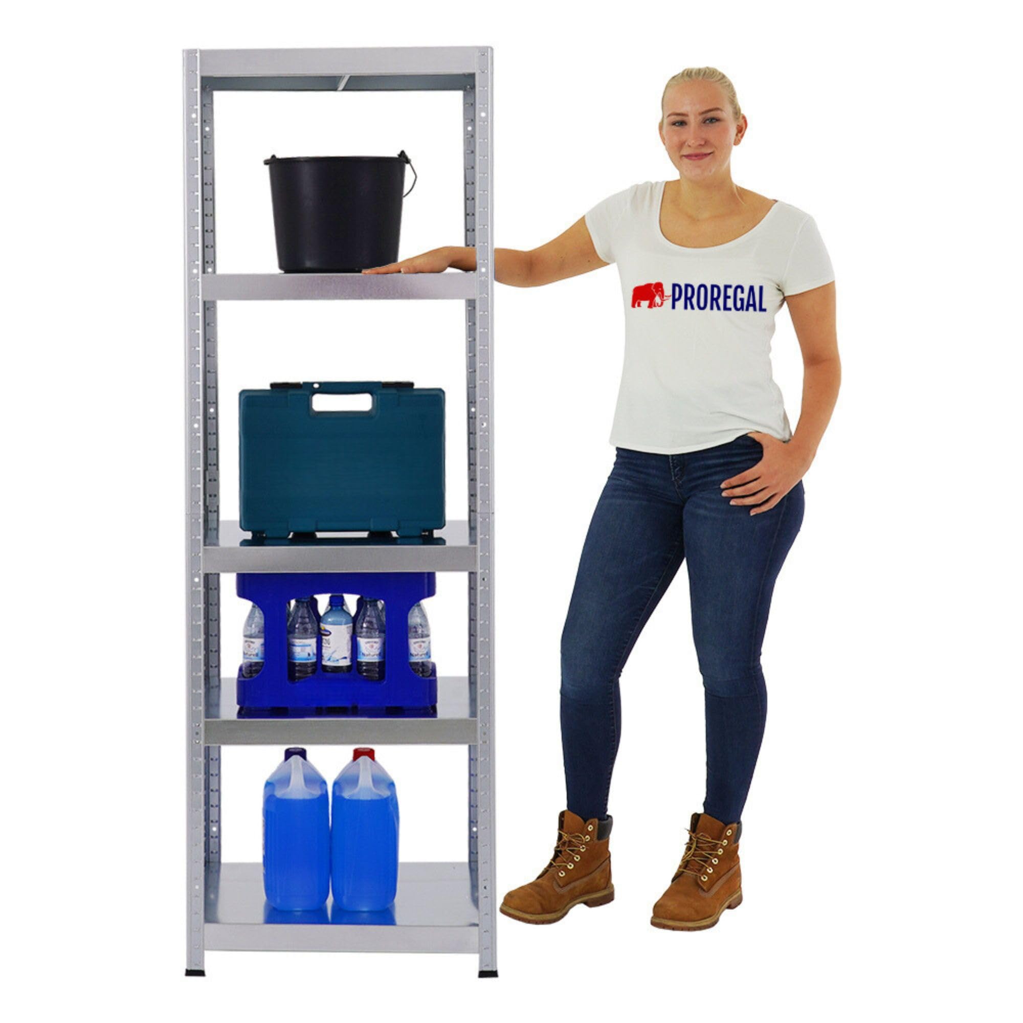 PROREGAL Étagère Charge Lourde Steel Eagle | HxLxP 180x60x40cm | 130kg par Niveau | Galvanisé | Étagère Robuste de Garage, Atelier, Cave, sous-Sol, Stockage, Rangement, Rayonnage