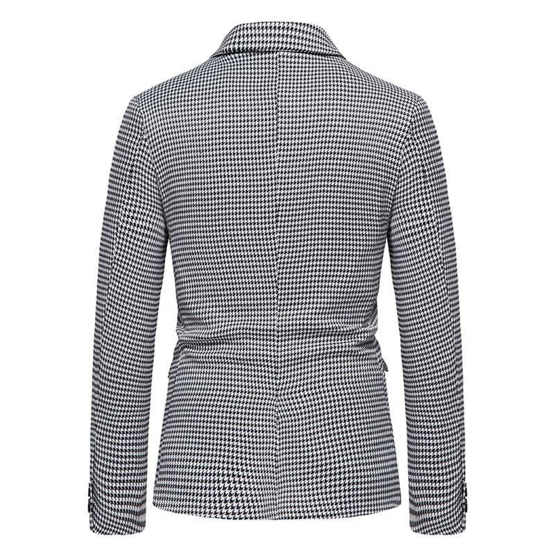 Blazer para hombre, ajuste delgado, ligero, de un solo botonadura, casual, negocios, pata de gallo