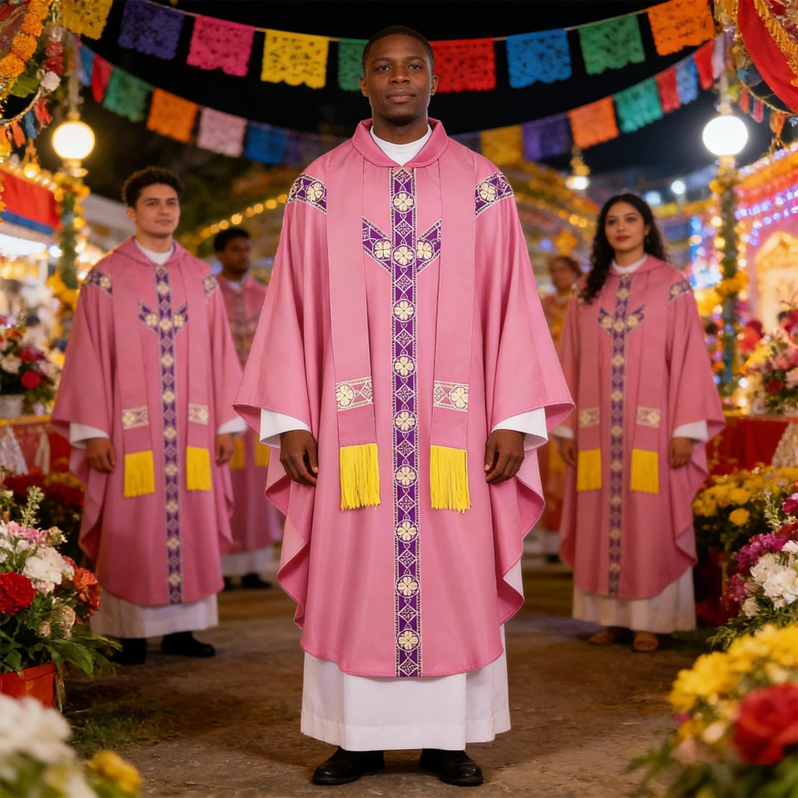 Generico Abito da Sacerdote Uomo con Stola e Pianeta Cattolica | Abiti Religiosi Da Padre Per Messa Per Preghiera Uomini Chiesa Matrimonio Eventi Servizio Fotografico Vacanze Maschere
