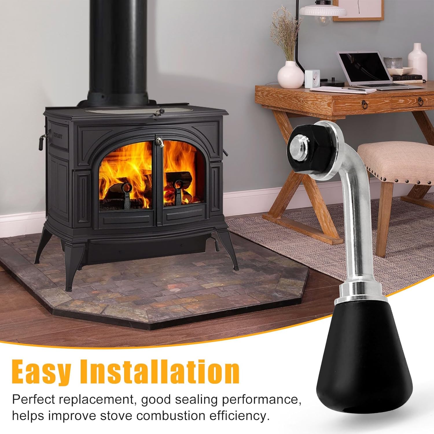 Criditpid 30002775 Griddle Handle for Vermont Castings Wood Stoves Parts, Door Handle for Vermont Castings Defiant Encore 0028 2140 2190, Defiant 1975 1979, Encore 1450 2040 2044 2550 CAT-C Wood Stove