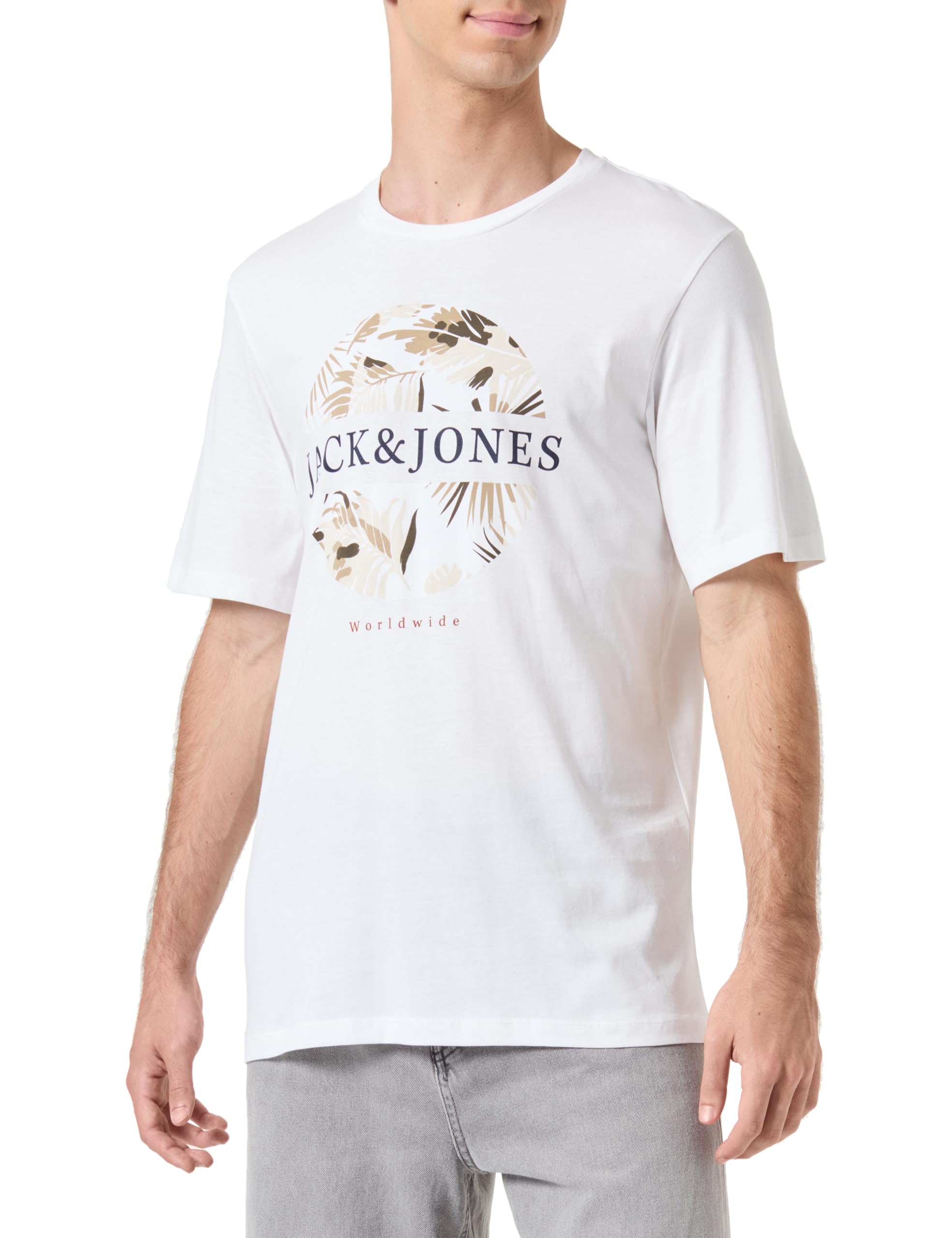 JACK & JONES Herren Jjfloor Tee Ss Crew Neck T-Shirt, Cloud Dancer, S