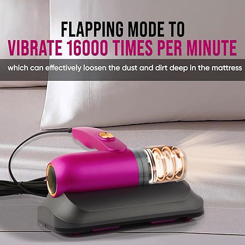 Miniatura 5 de Aspiradora de cama, succión fuerte de 13 Kpa y bajo ruido, luz UV, filtro HEPA lavable para limpieza profunda, aspiradora de mano limpia eficazmente