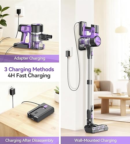 Miniatura 7 de S10 Aspiradora inalámbrica, 55 kPa, 60 minutos, aspiradora ligera con potente succión para el hogar, recargable, autosuficiente, aspiradoras de mano