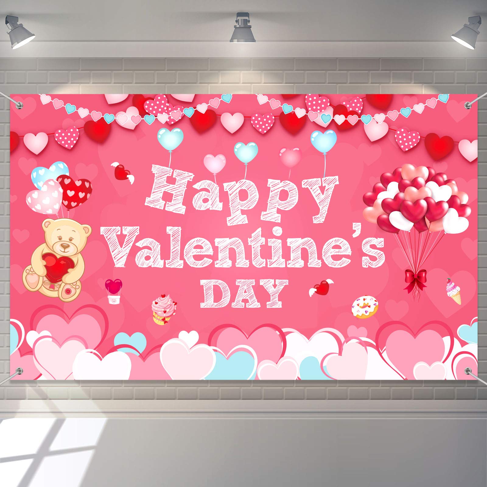 Fournitures de fête de Saint-Valentin et bannière de table rose de 5.9ft