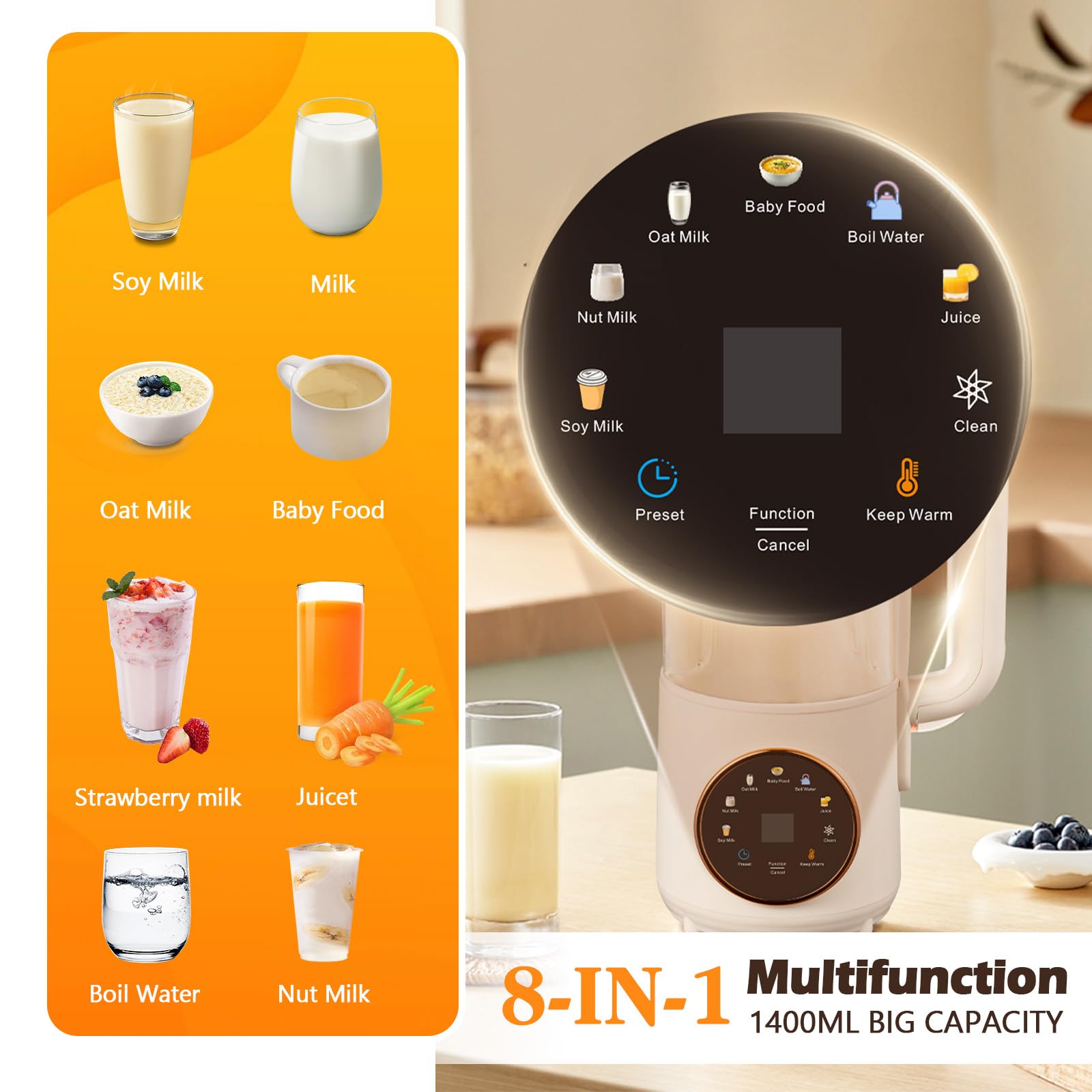 Machine à Lait Automatique Pour Plantes, 8 En 1, 1400 Ml