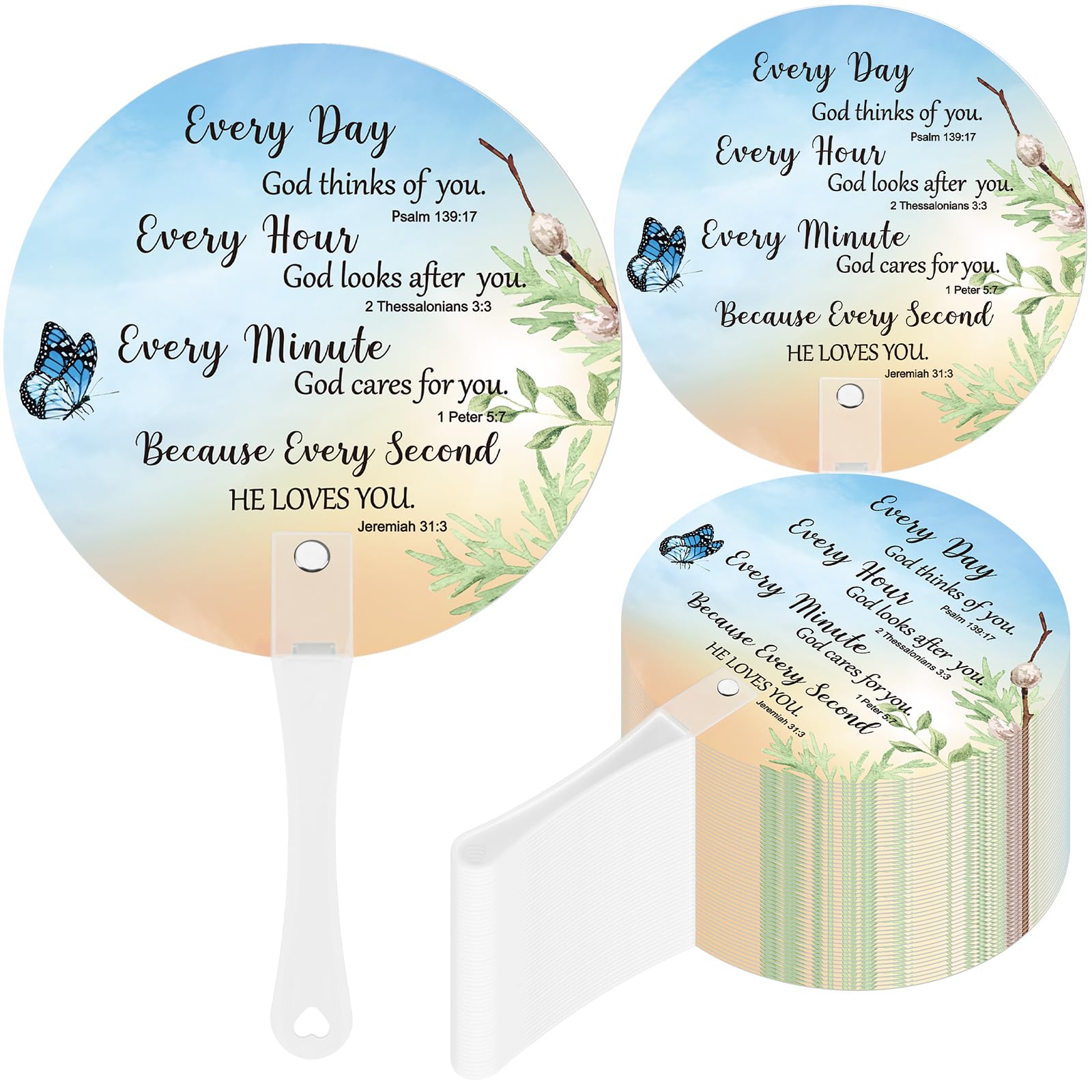 Church Handheld Fans Bulk Christian Inspiration Gifts,Butterfly
